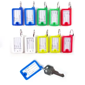 10 Pc Color Coded Key Tags Keychain Split Rings Labels Color Plastic Key ID Home
