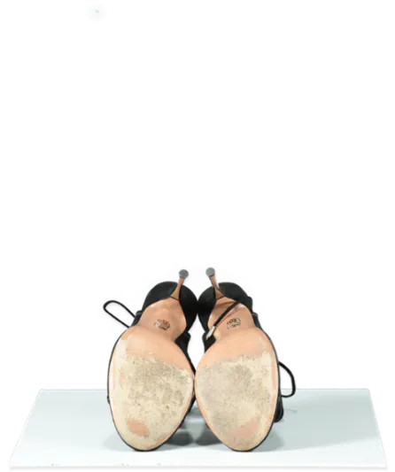 Aquazzura Black Suede Lace Up Heels With Gold Heel - UK 8 EU 41 