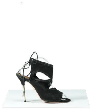 Aquazzura Black Suede Lace Up Heels With Gold Heel - UK 8 EU 41 