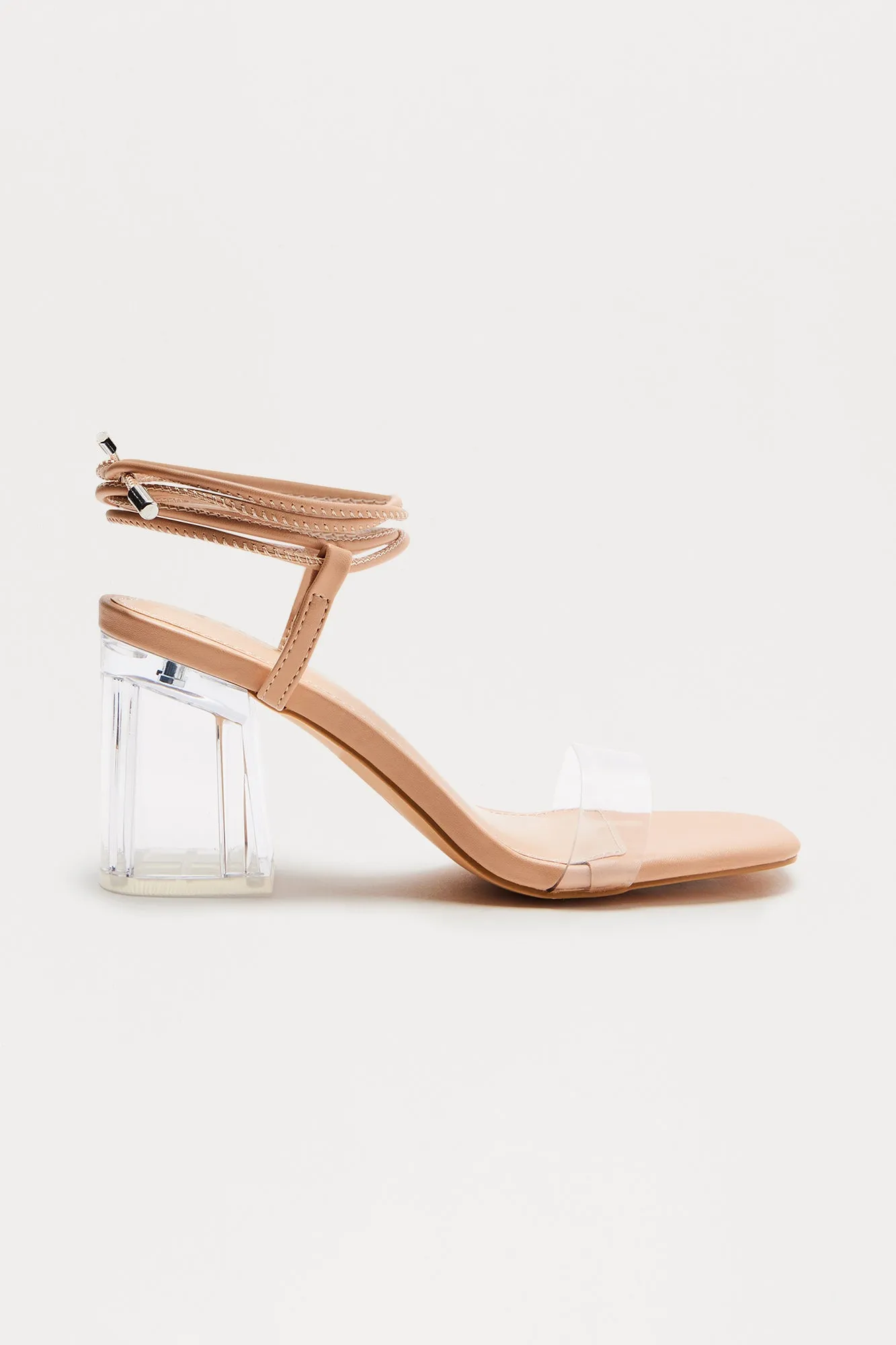 Arti Clear Block Wrap Up Heels - Clear