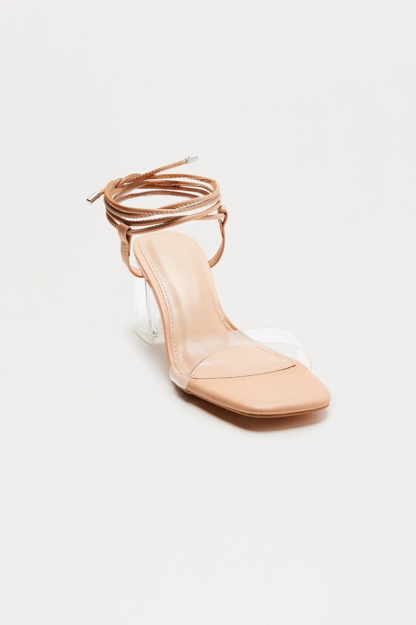 Arti Clear Block Wrap Up Heels - Clear