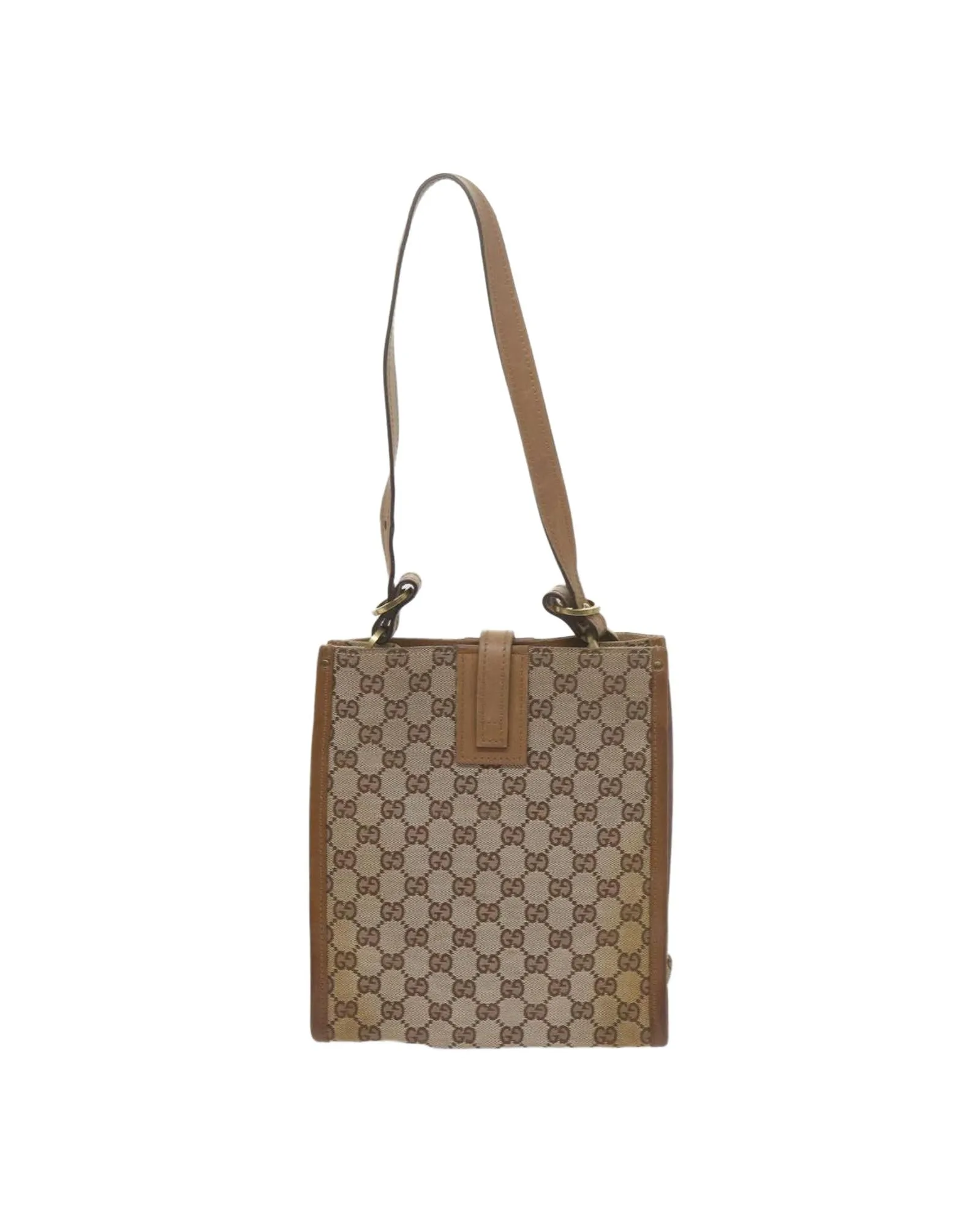 Beige GG Canvas Shoulder Bag with Shoulder Drop