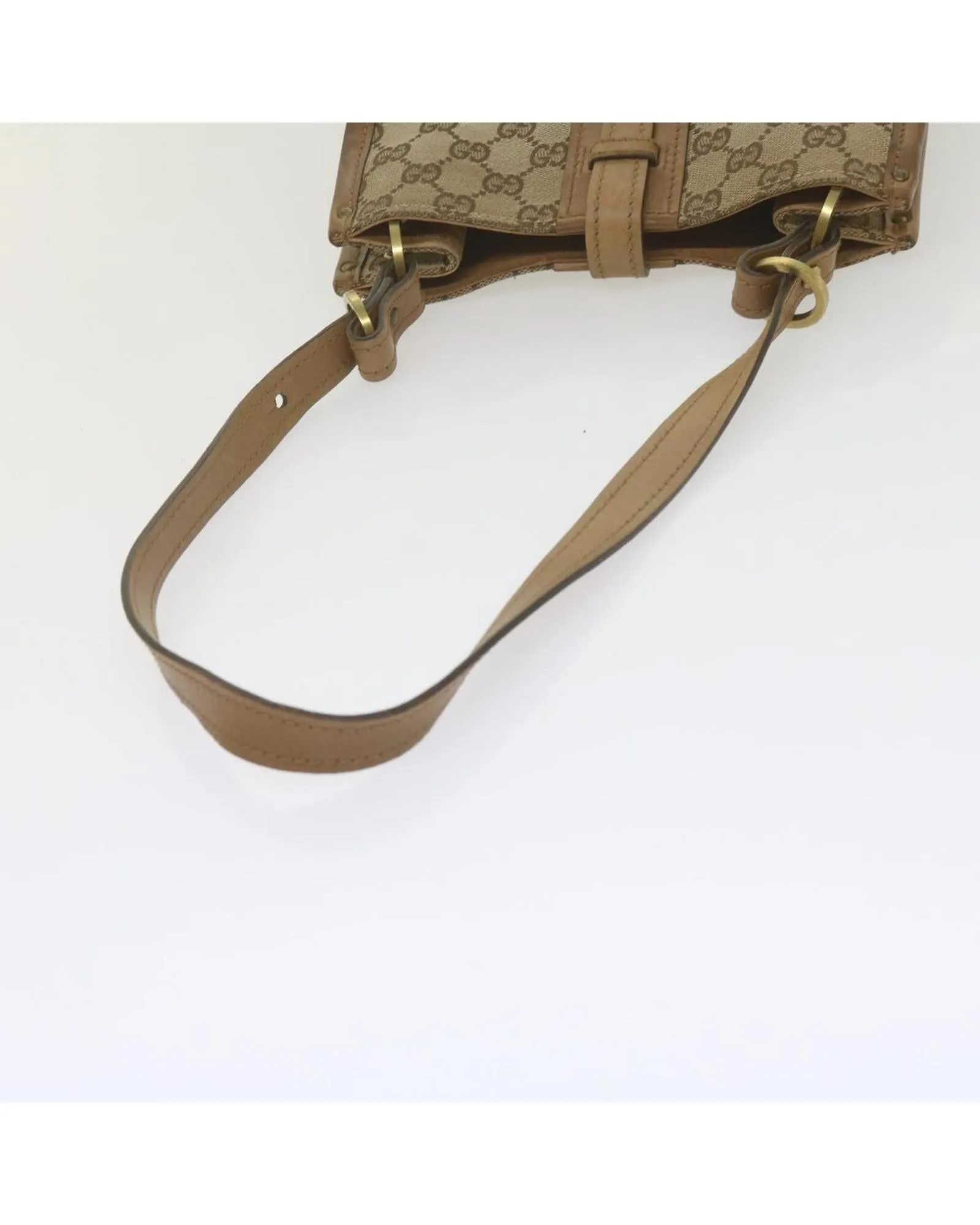 Beige GG Canvas Shoulder Bag with Shoulder Drop