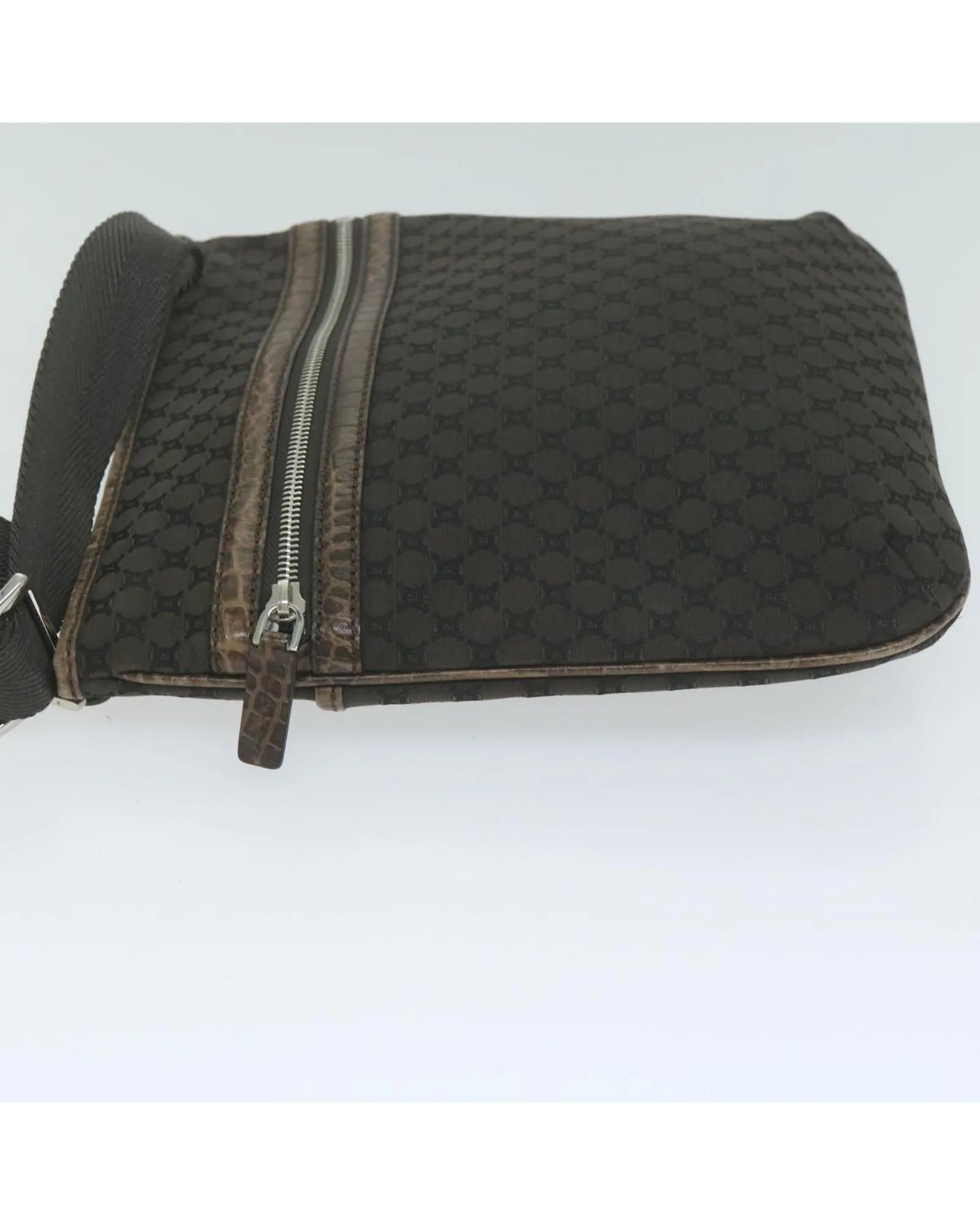Brown Canvas Shoulder Bag with Adjustable Strap