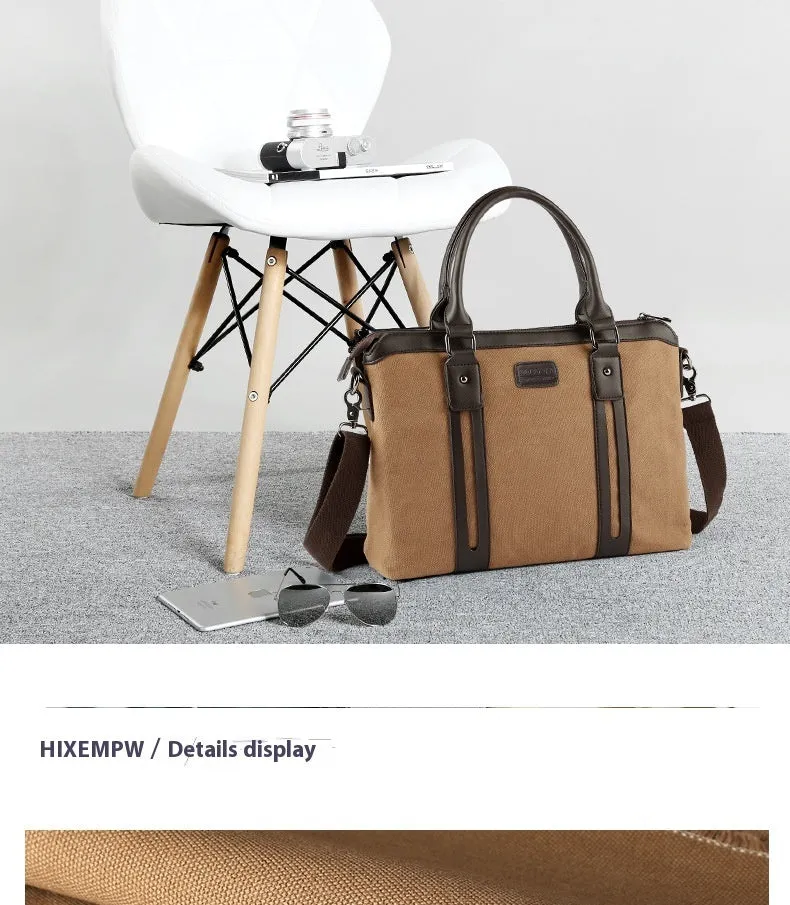 Canvas Shoulder Messenger Bag Men's Business Handheld Briefcase