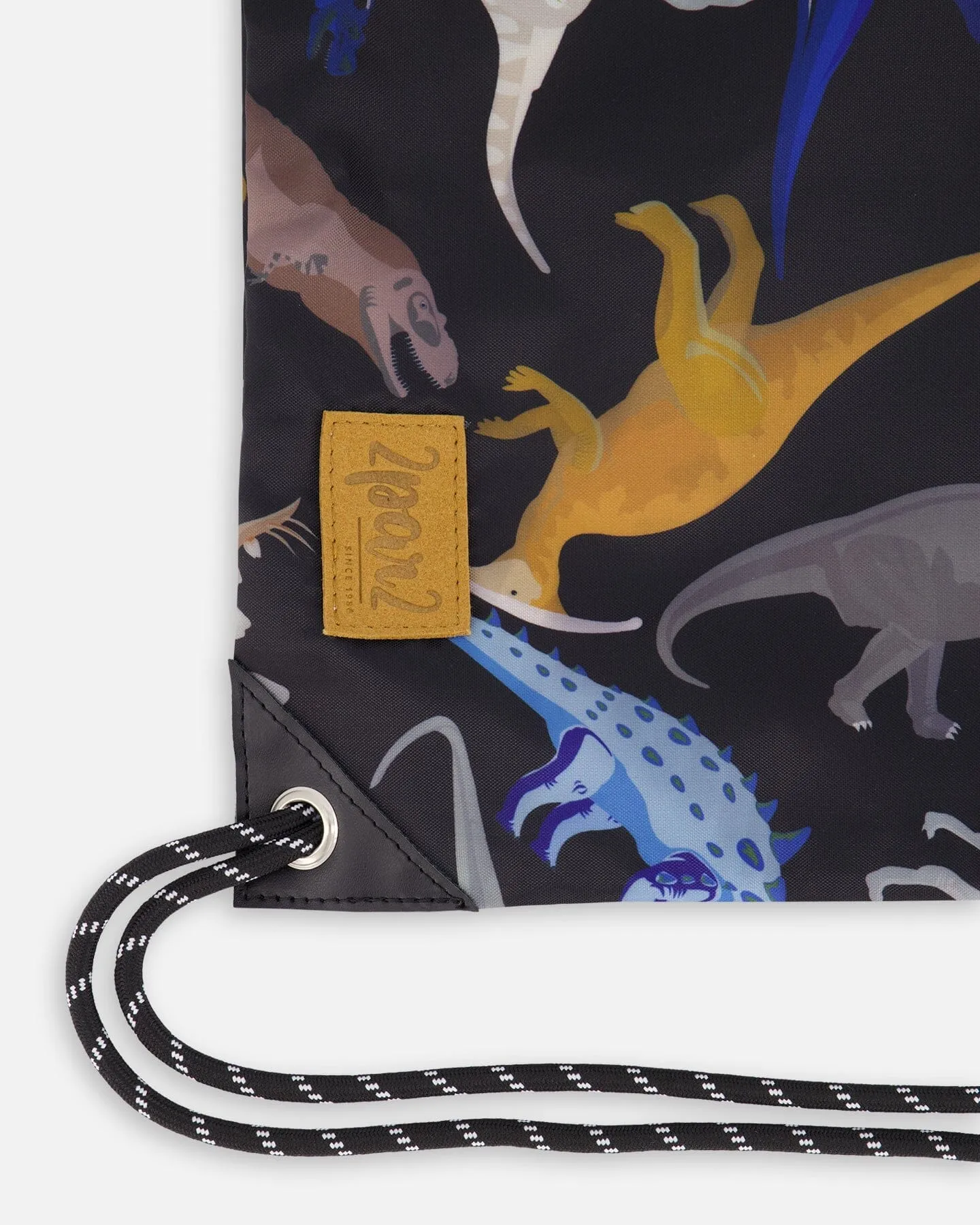 Drawstring Bag Black Dinosaur Print