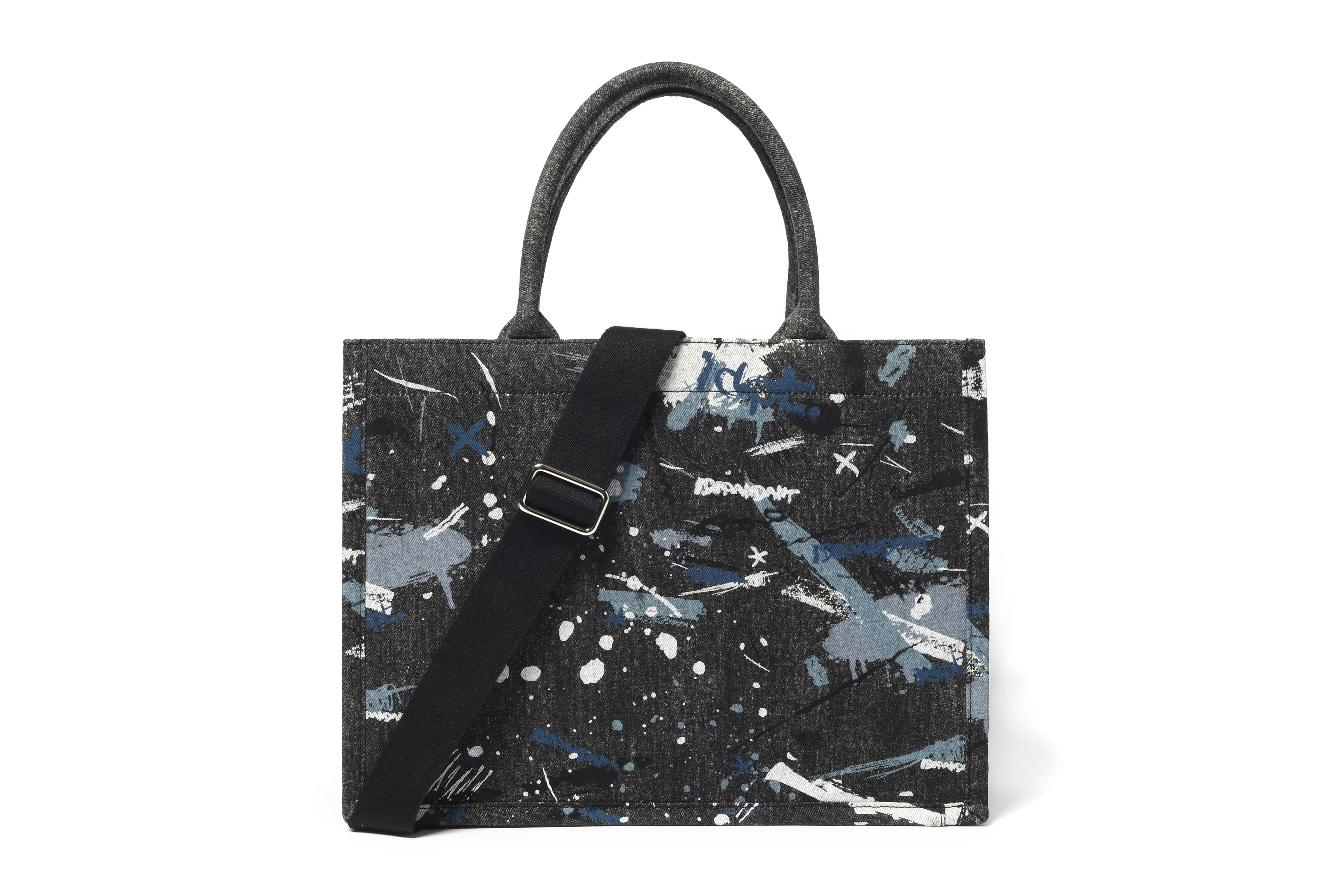 Logo Graphic Washed Denim Tote