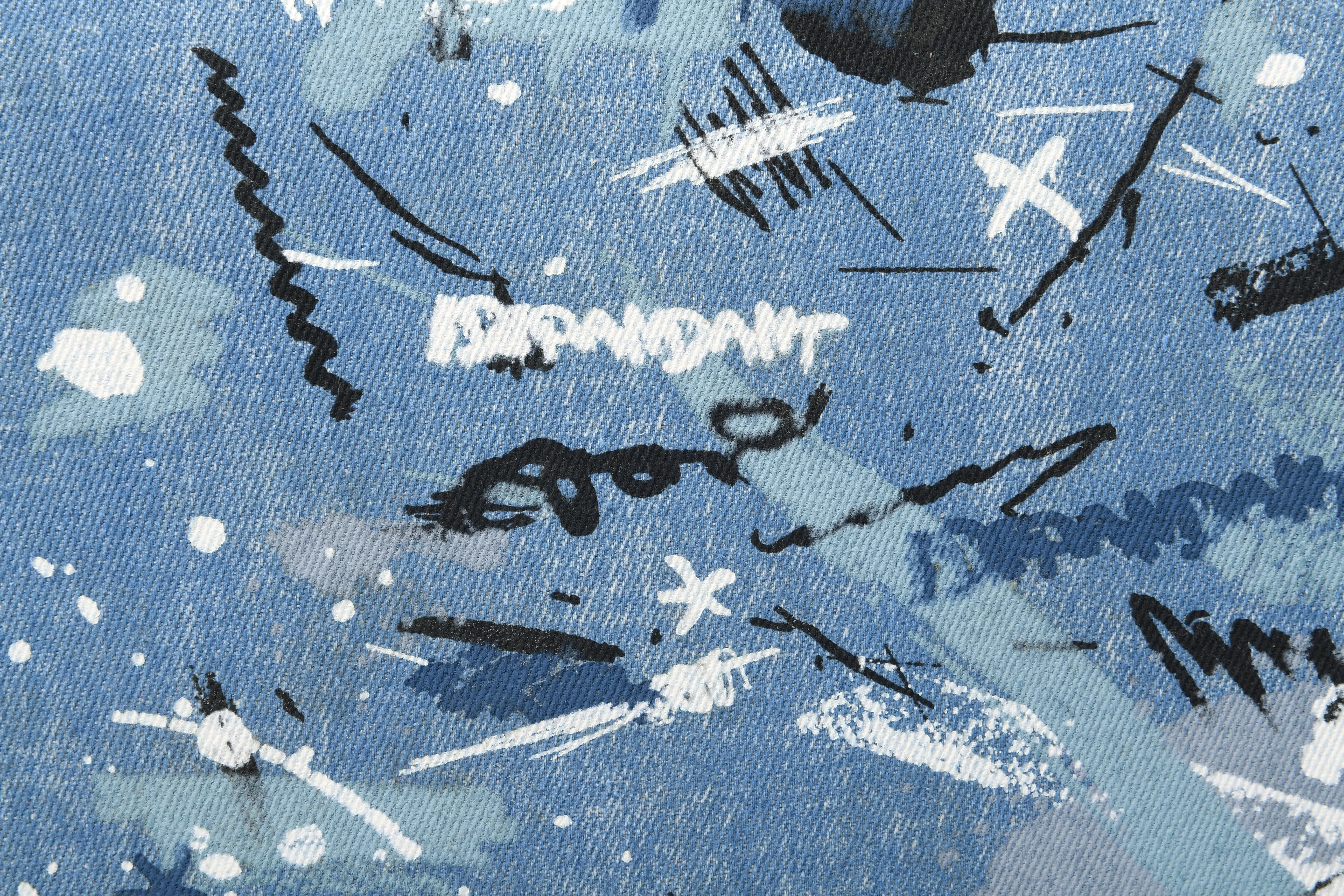 Logo Graphic Washed Denim Tote