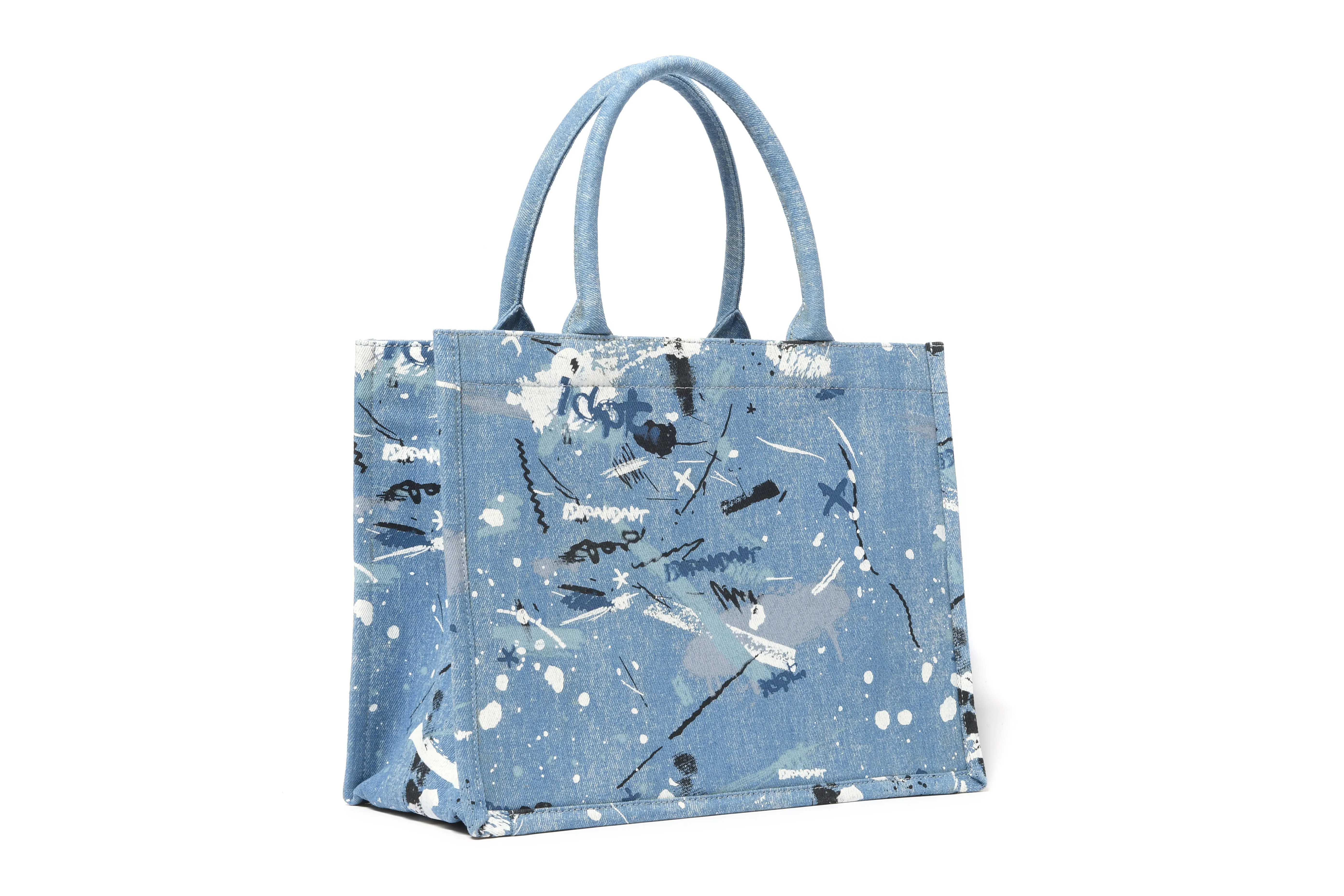 Logo Graphic Washed Denim Tote