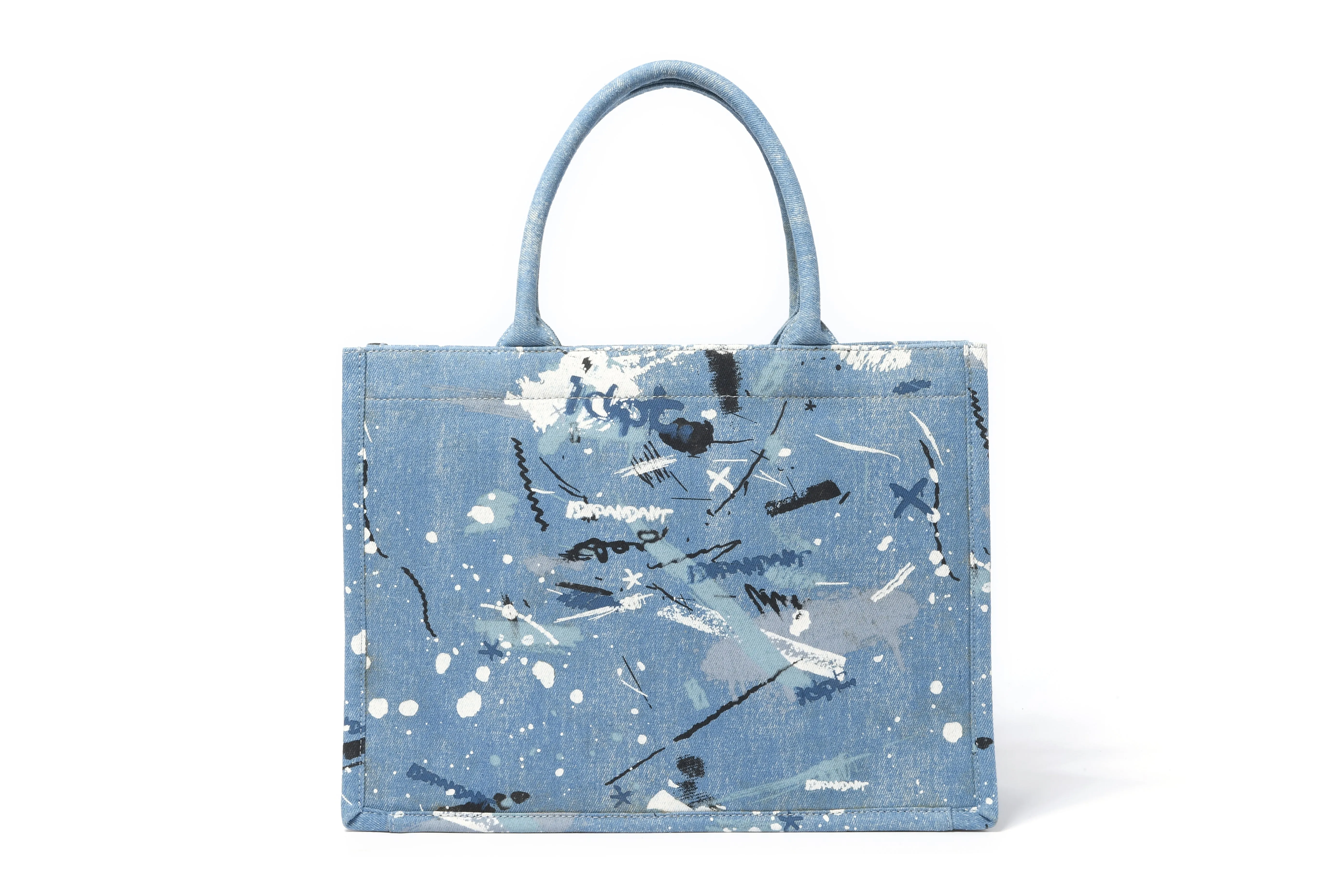 Logo Graphic Washed Denim Tote