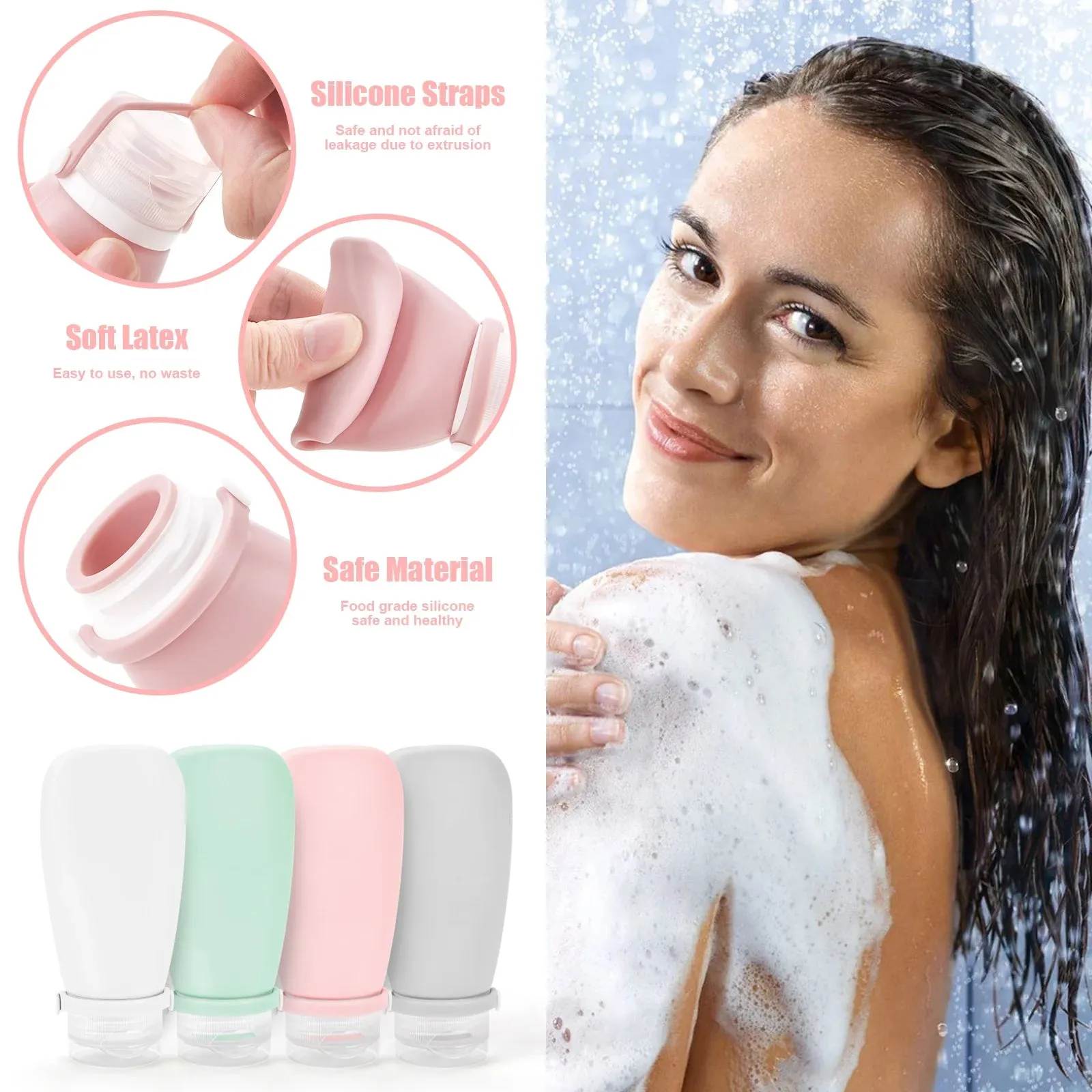 Noideeer 18 Pcs Silicone Travel Bottles Set for Toiletries, BPA Free, TSA Approved