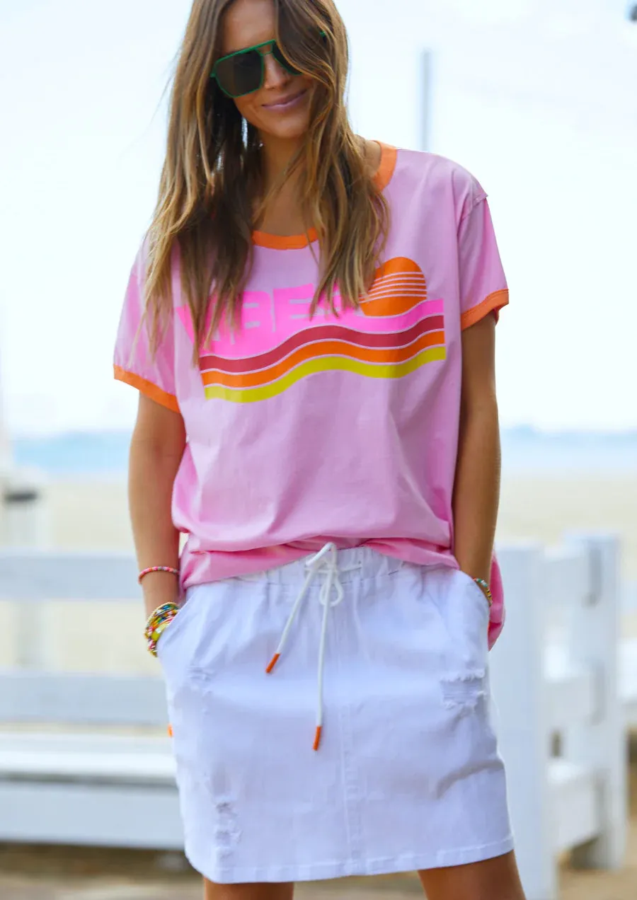 Retro Denim Skirt - White