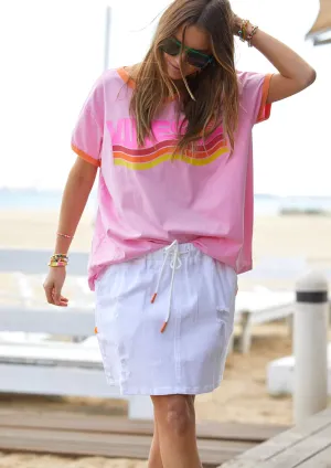Retro Denim Skirt - White
