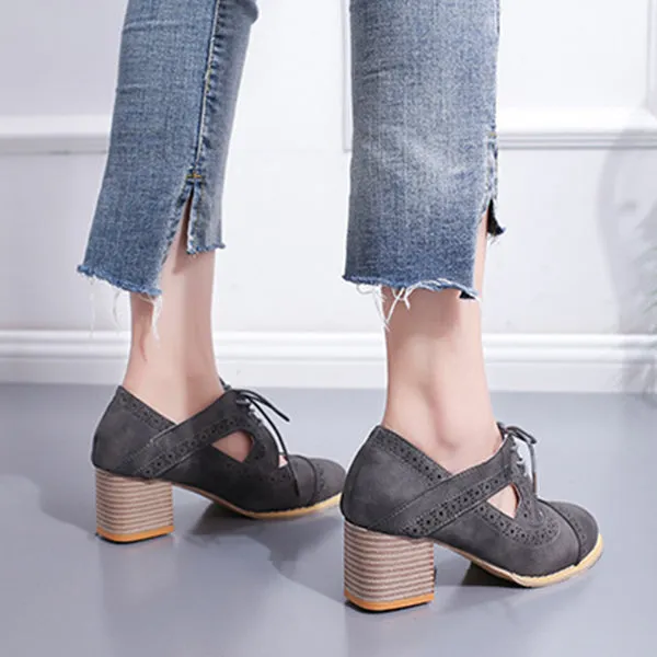 Strap Buckle Lace-Up Low Heels Sandals