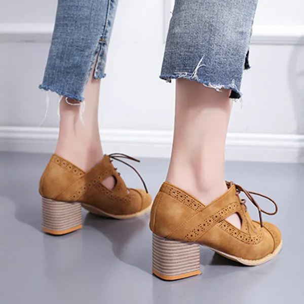 Strap Buckle Lace-Up Low Heels Sandals