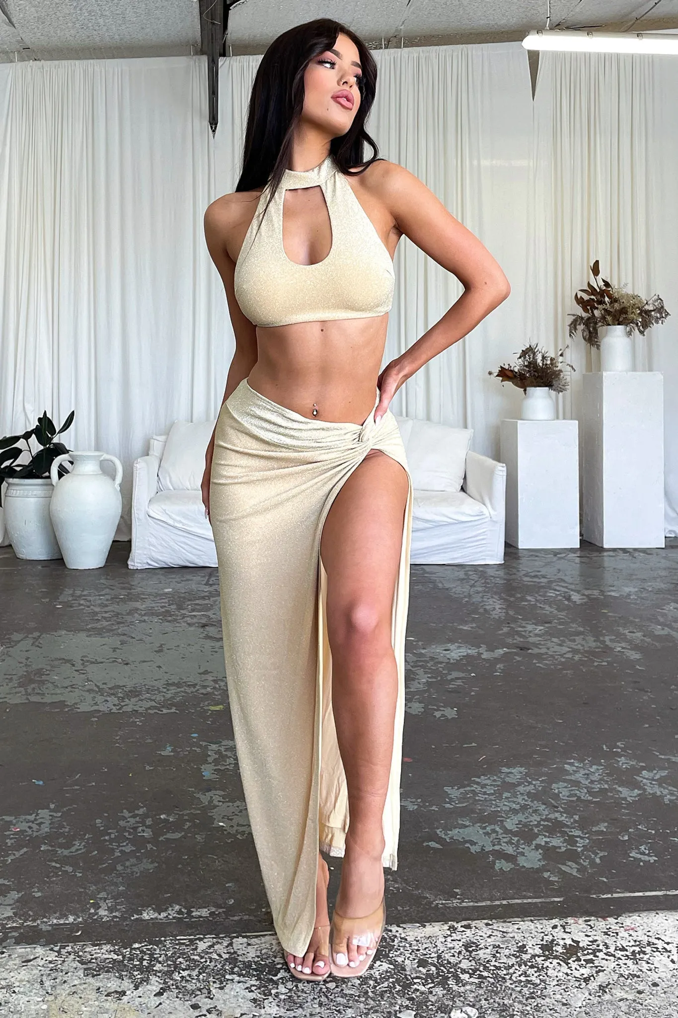 Winx Crop - Gold Glitter
