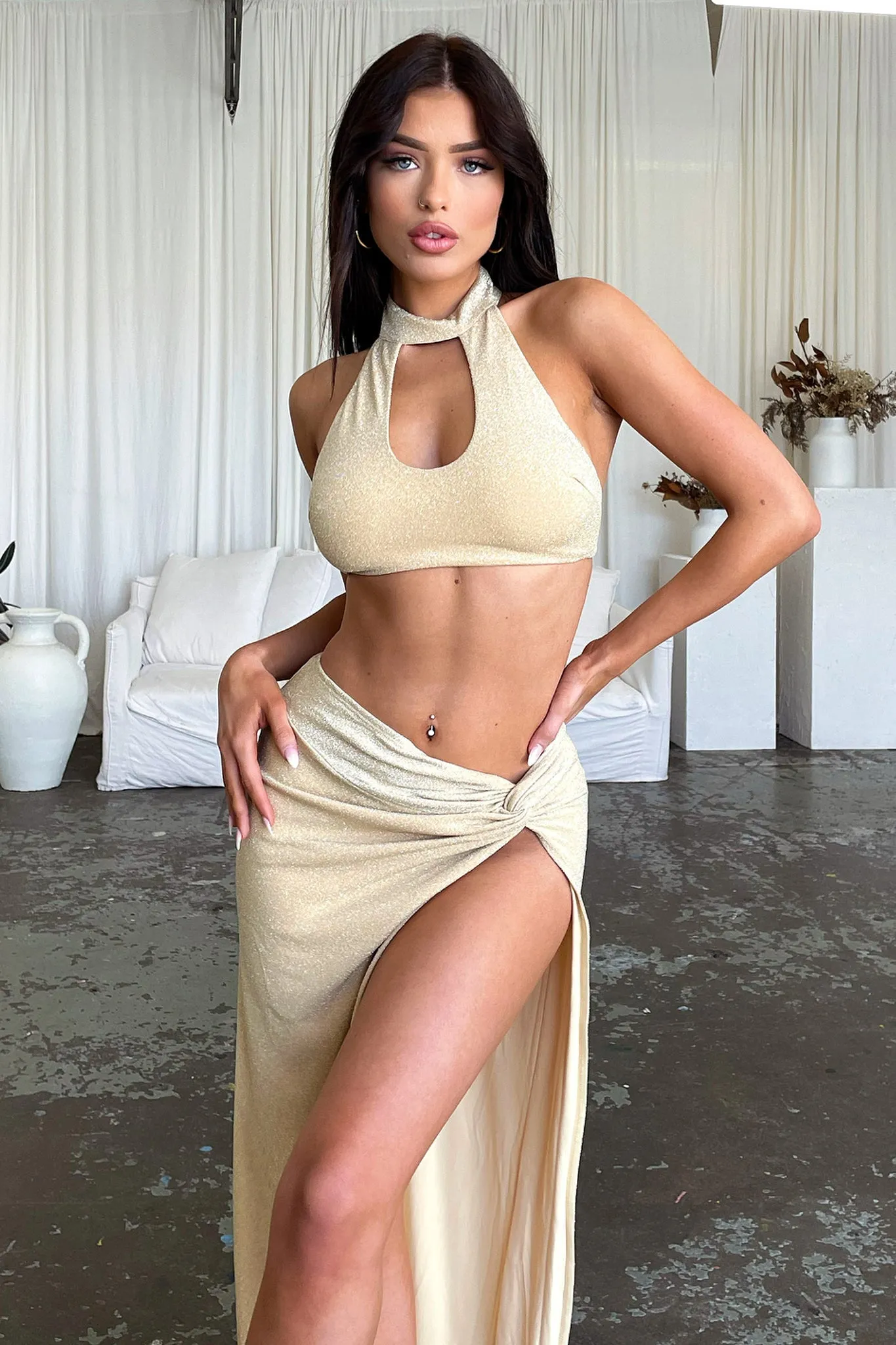 Winx Crop - Gold Glitter